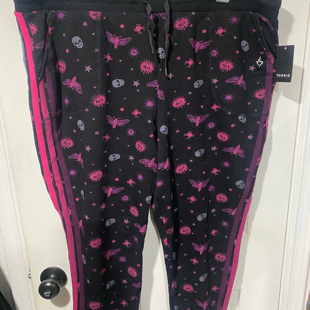 Torrid Black Joggers with Pink Cosmic Print
